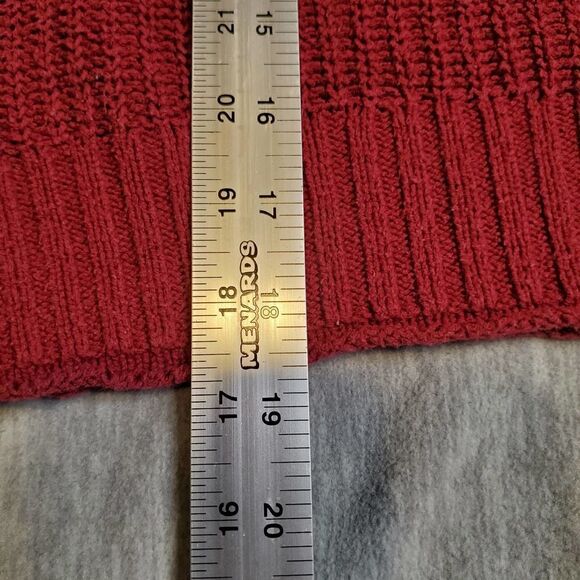 American Eagle Sweater Womens XS Maroon Cropped Striped Chunky Knit Pullover - Picture 3 of 7